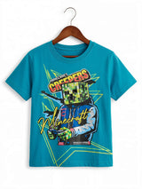 Boys Blue Minecraft Creeper Graphic T-Shirt