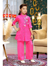 Girls Traditional 3/4th Sleeves Plazo Set - Pink