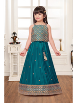 Girls Traditional Sleeves Less Long Choli - Green
