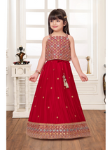 Girls Traditional Sleeves Less Long Choli - Pink