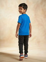 Blue Graphic Print Cotton T-Shirt
