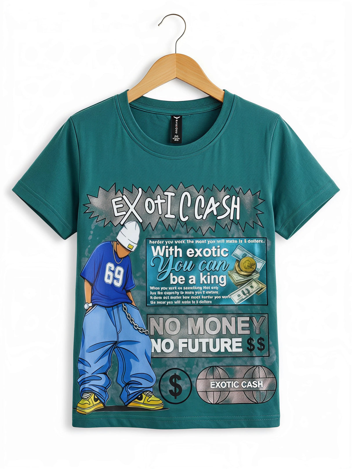 Boys Urban Green Exotic Cash Graphic T-Shirt