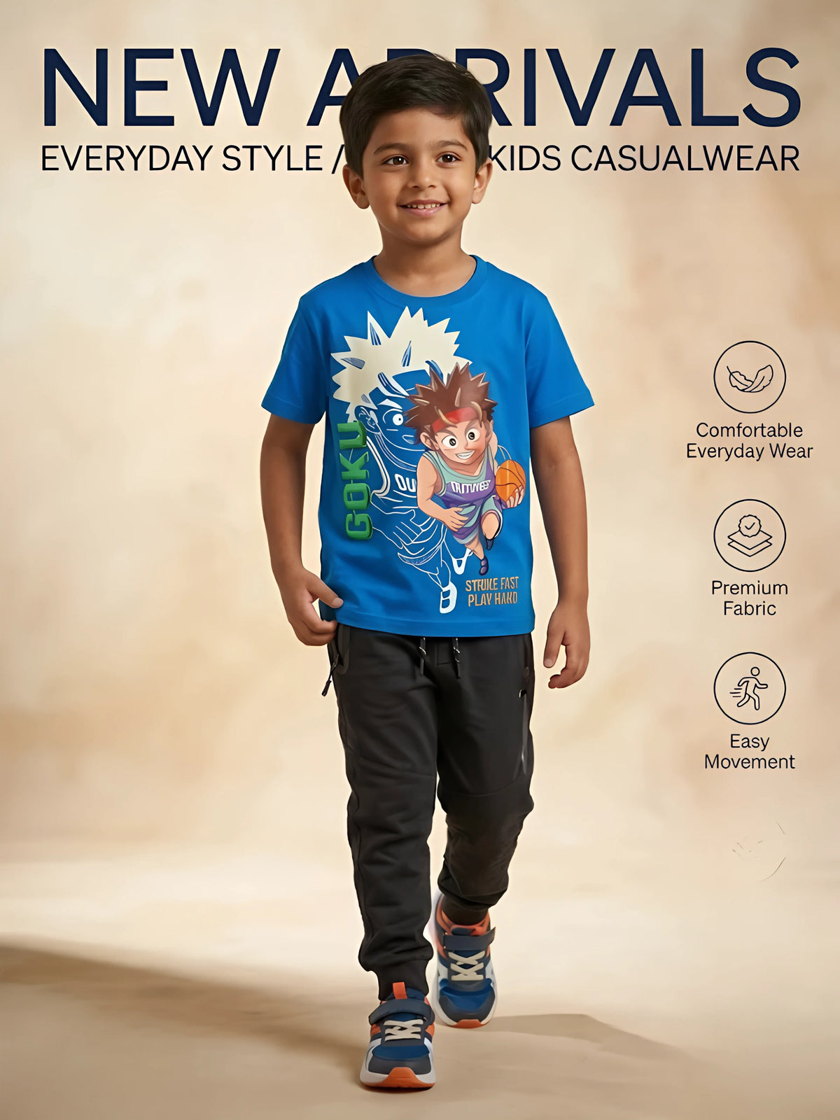 Blue Graphic Print Cotton T-Shirt