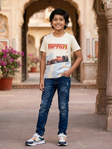 Boys Ferrari F1 Racing Graphic T-Shirt - Cream