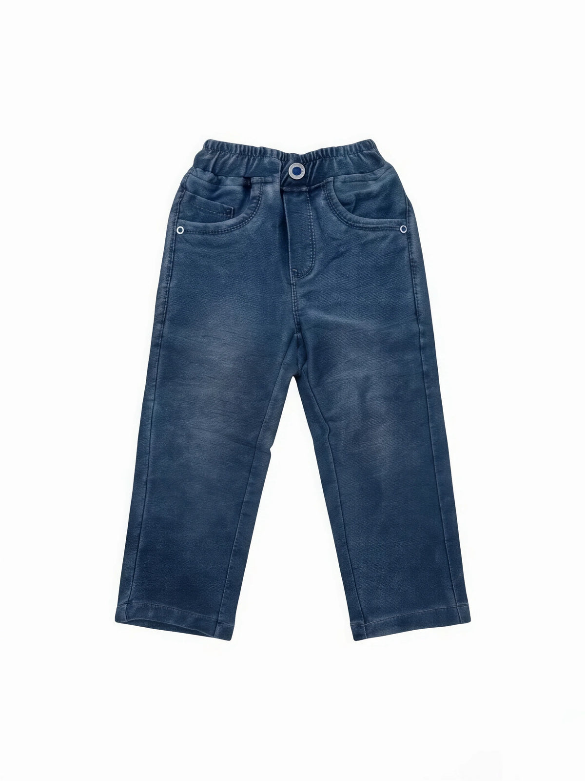 L.Blue Solid Washed Cotton Denim Pant Casual Wear