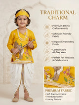 Boys Yellow Kanha Dhoti Kurta Set.