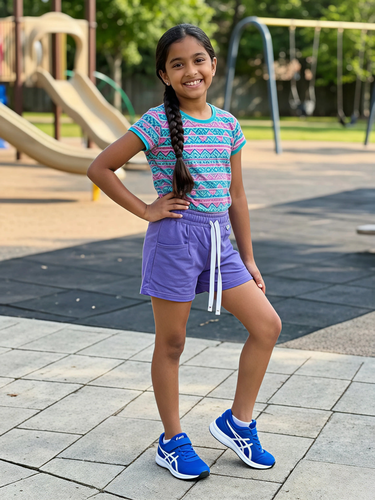 Girls Purple Comfort Cotton Shorts