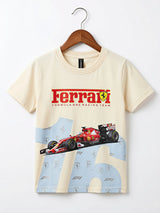 Boys Ferrari F1 Racing Graphic T-Shirt - Cream
