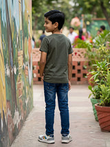 Boys Dark Grey Cartoon Graphic T-Shirt