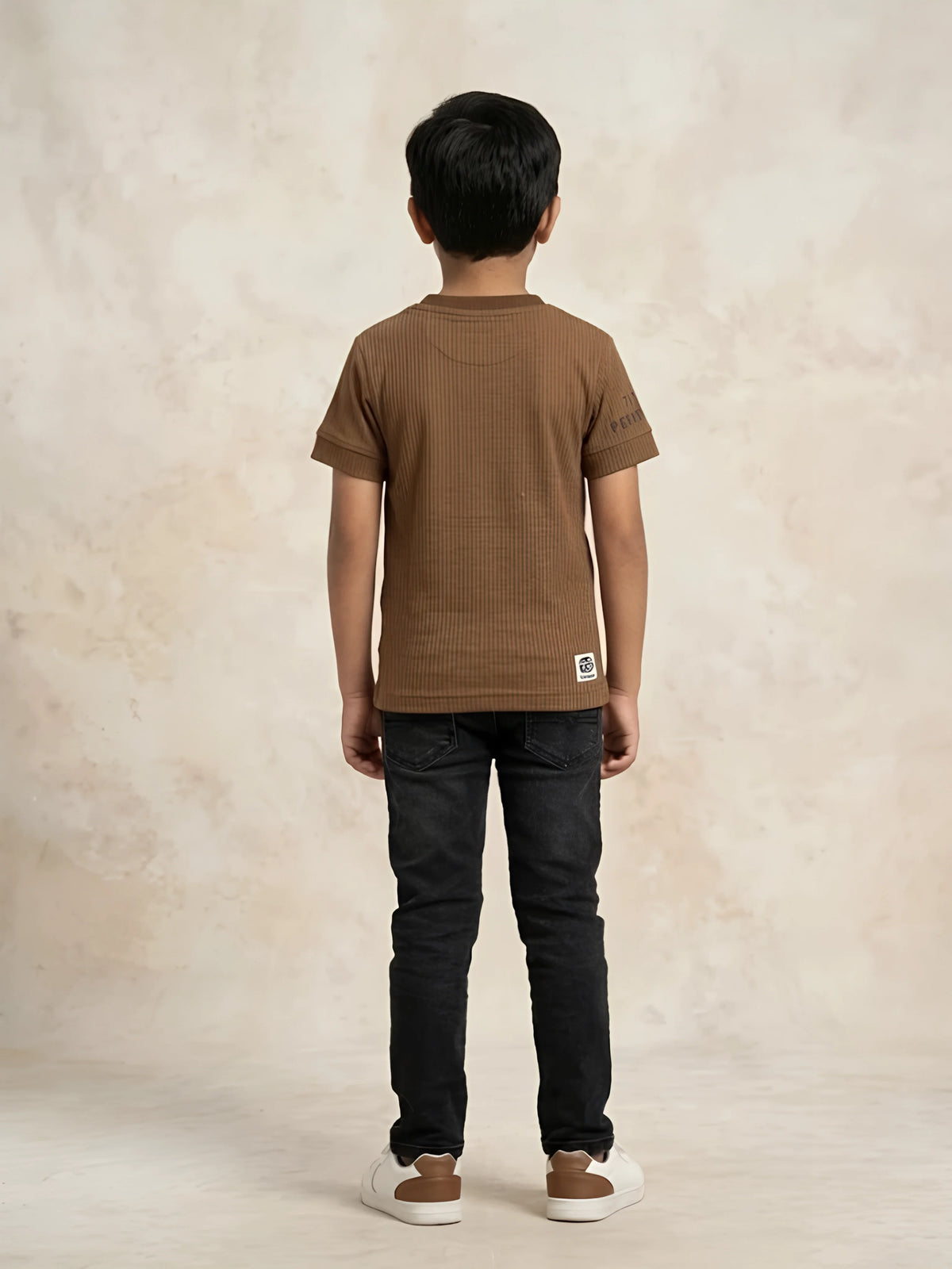 Boys Brown Graphic Printed Short Sleeve T-Shirt