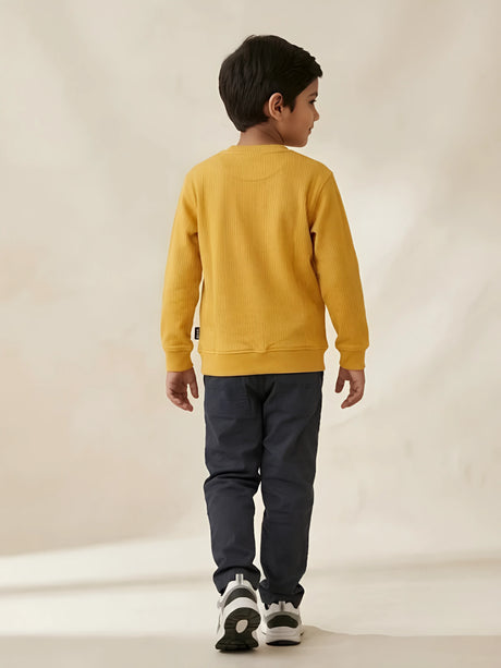 Yellow Cotton Ribbed Graphic T-Shirt