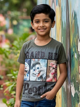 Boys Dark Grey Cartoon Graphic T-Shirt