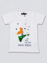 Boys White Independence Day T-Shirt – Tricolor India Map Print Graphic Tee