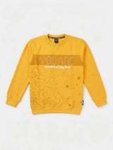 Yellow Cotton Ribbed Graphic T-Shirt