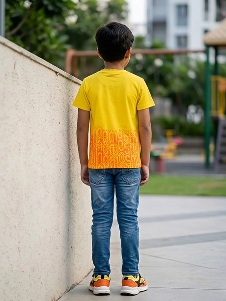 Boys Yellow Moschino Print Ombre Graphic T-Shirt