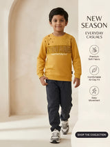 Yellow Cotton Ribbed Graphic T-Shirt