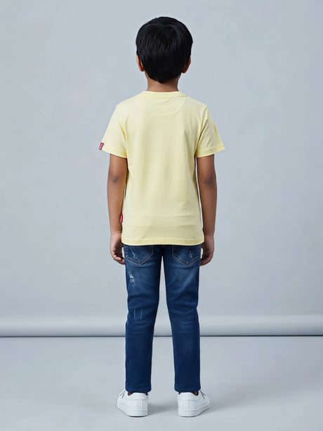 Boys Yellow Marvel Captain America Graphic Printed T-Shirt.