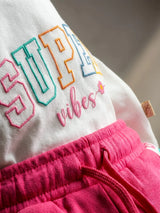 Girls Pink Super Vibes Crop Top and Shorts Co-ord Set