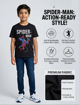 Marvel Spider-Man Boys Black Graphic Print T-Shirt