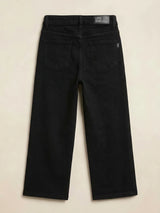 Girls Black High-Waist Wide Leg Casual Pants.