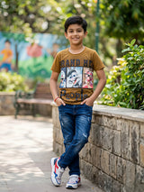 Boys Green Cartoon Graphic Print Cotton T-Shirt