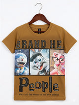 Boys Green Cartoon Graphic Print Cotton T-Shirt