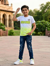 Boys White & Neon Yellow Moschino Graphic T-Shirt