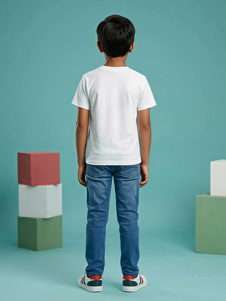 Vande Mataram 15th August T-Shirt for Boys - White Independence Day Tee.