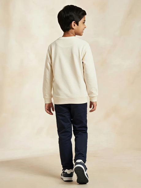 Cream Graphic Print Cotton T-Shirt Kids Casual Wear