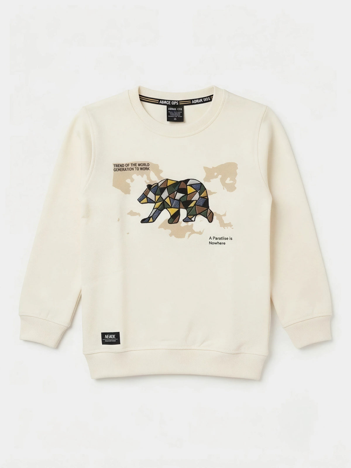 Cream Graphic Print Cotton T-Shirt Kids Casual Wear