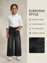Girls Grey Wide Leg Casual Pants