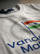 Vande Mataram 15th August T-Shirt for Boys - White Independence Day Tee