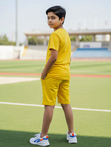Boys Yellow Graphic Print Co-ord Set.
