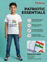 Vande Mataram 15th August T-Shirt for Boys - White Independence Day Tee