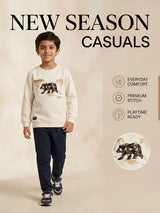 Cream Graphic Print Cotton T-Shirt Kids Casual Wear