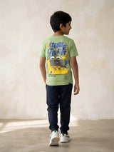 Green Typography Graphic Print Crew Neck T-Shirt