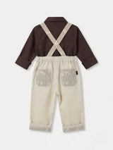 Boys Cream Teddy Bear Dungaree Set