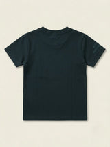 Boys Dark Green Printed Casual T-Shirt.