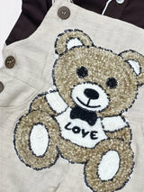 Boys Cream Teddy Bear Dungaree Set