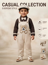 Boys Cream Teddy Bear Dungaree Set