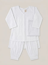 Girls White Ethnic Self-Design Kurta Patiala Suit Set with Dupatta