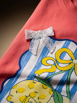 Girls Rani Lemon Print Casual Crew Neck T-Shirt.