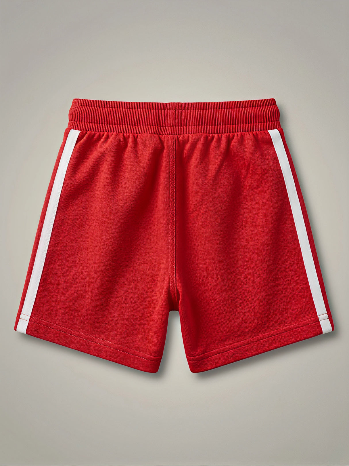 Girls' Vibrant Red Athletic Shorts with White Side Stripes