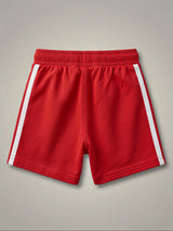 Girls' Vibrant Red Athletic Shorts with White Side Stripes