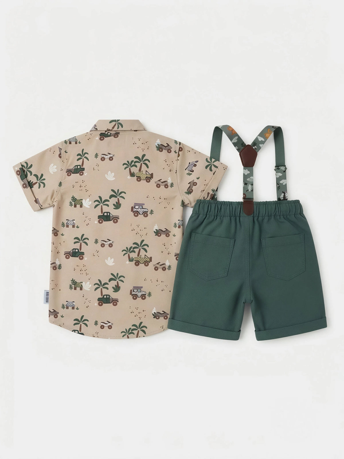 Infant Boys Green Dungaree Set.