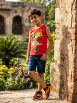 Boys Red Thor Graphic Print Sleeveless T-Shirt