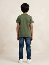Boys Olive Green Panther Kingdom Graphic T-Shirt