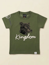 Boys Olive Green Panther Kingdom Graphic T-Shirt