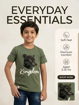Boys Olive Green Panther Kingdom Graphic T-Shirt