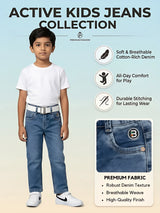 Boys Stylish Blue Medium Wash Jeans.